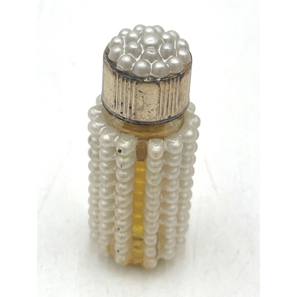 Vintage A Hollywood Creation N.Y.C. Mini Perfume Bottle W/ Pearl Beaded Design & - Picture 3 of 5